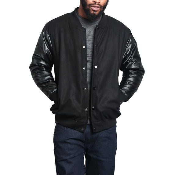 G-Style USA Men's Letterman Baseball Varsity Jacket VJ100A - BLACK/BLACK - 2X-Large