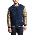 thumbnail image 1 of G-Style USA Men's Letterman Baseball Varsity Jacket VJ100A - NAVY/TAUPE - Large, 1 of 6