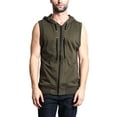 thumbnail image 1 of G-Style USA Men's Lightweight Athletic Casual Sleeveless Eyelet Drawstring Zipper Hoodie SL888 - Olive- 3X-Large, 1 of 7