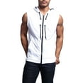 thumbnail image 1 of G-Style USA Men's Lightweight Athletic Casual Sleeveless Eyelet Drawstring Zipper Hoodie SL888 - White - Large, 1 of 7