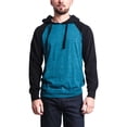 thumbnail image 1 of G-Style USA Men's Lightweight Contrast Raglan Sleeve Pullover Hoodie Sweatshirt MH13114 - Cyan Caviar/Black - Large, 1 of 6