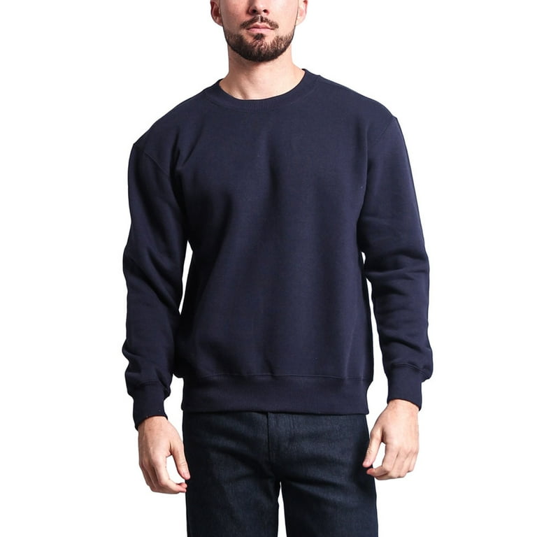 G-Style USA Men's Long Sleeve Solid Fleece Crewneck Sweatshirt MSC13126 -  Navy - Medium 