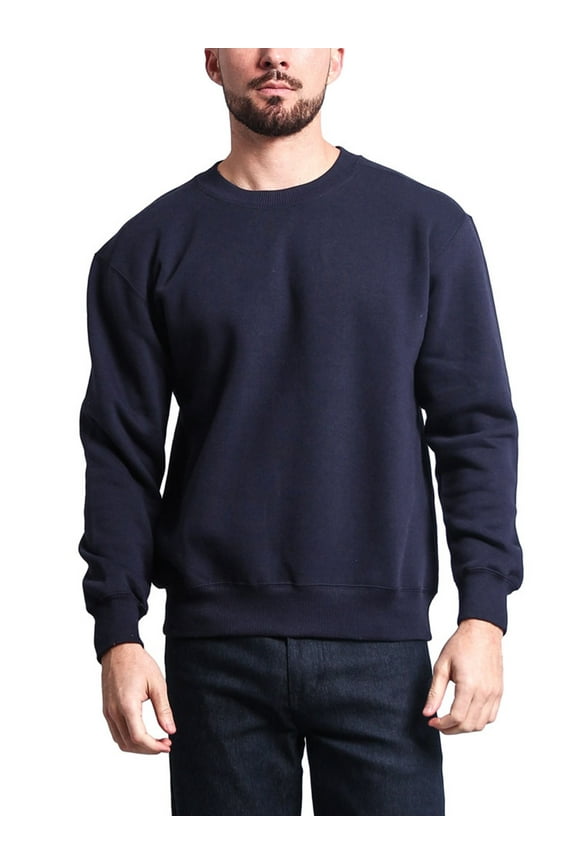 Men's Long Sleeve Solid Fleece Crewneck Sweatshirt MSC13126 - Navy - Small