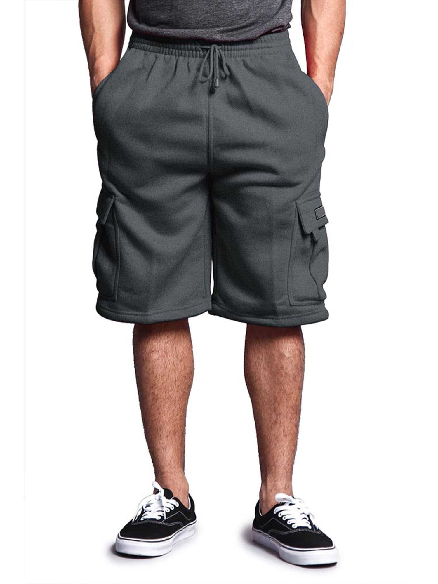 G-Style USA Men's Solid Fleece Cargo Shorts DFP1 - KELLY GREEN