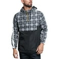 thumbnail image 1 of G-Style USA Men's Plaid Checkered Anorak Windbreaker Jacket JK5008 - Black - Large, 1 of 6