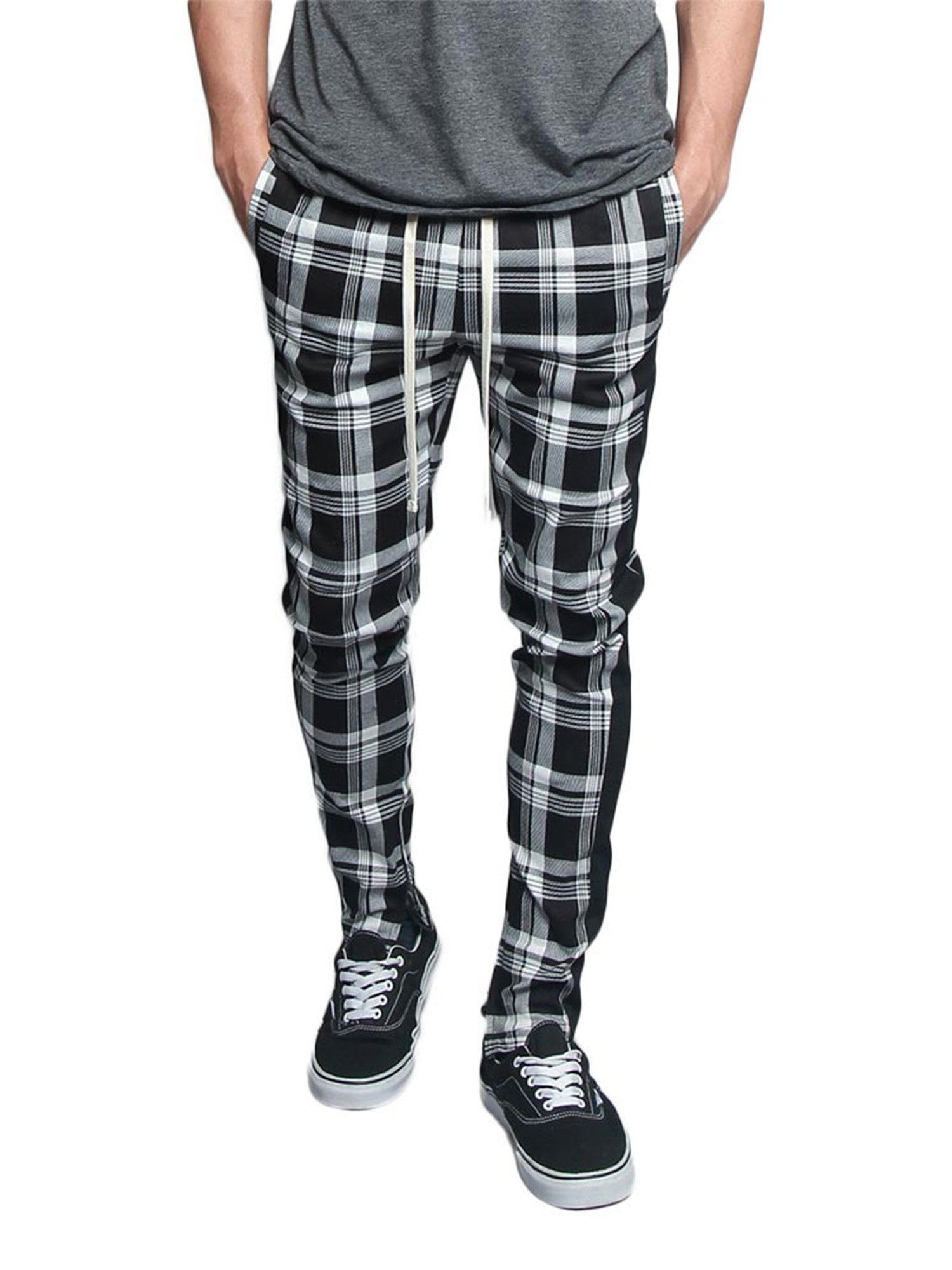 Checkered track pants store mens