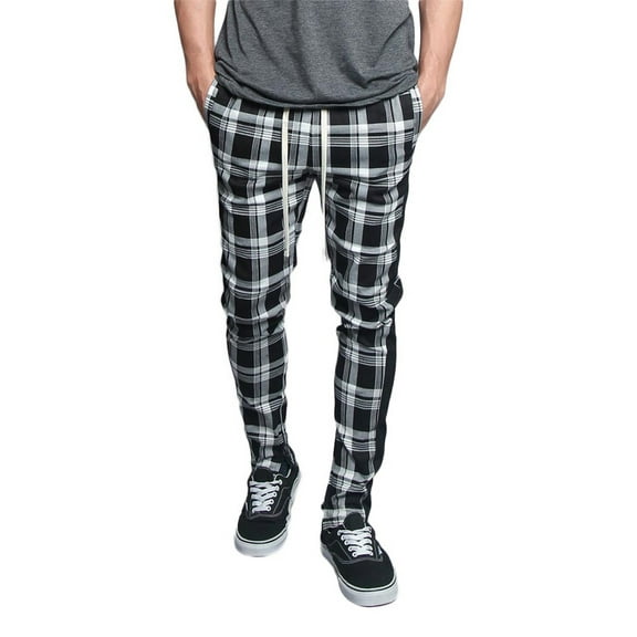 G-Style USA Men's Plaid Checkered Drawstring Track Pants, Up to Size 5XL