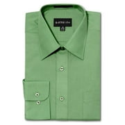 G-Style USA Men's Regular Fit Long Sleeve Solid Color Dress Shirts - Apple Green - 1X - 17-17.5 - 34-35