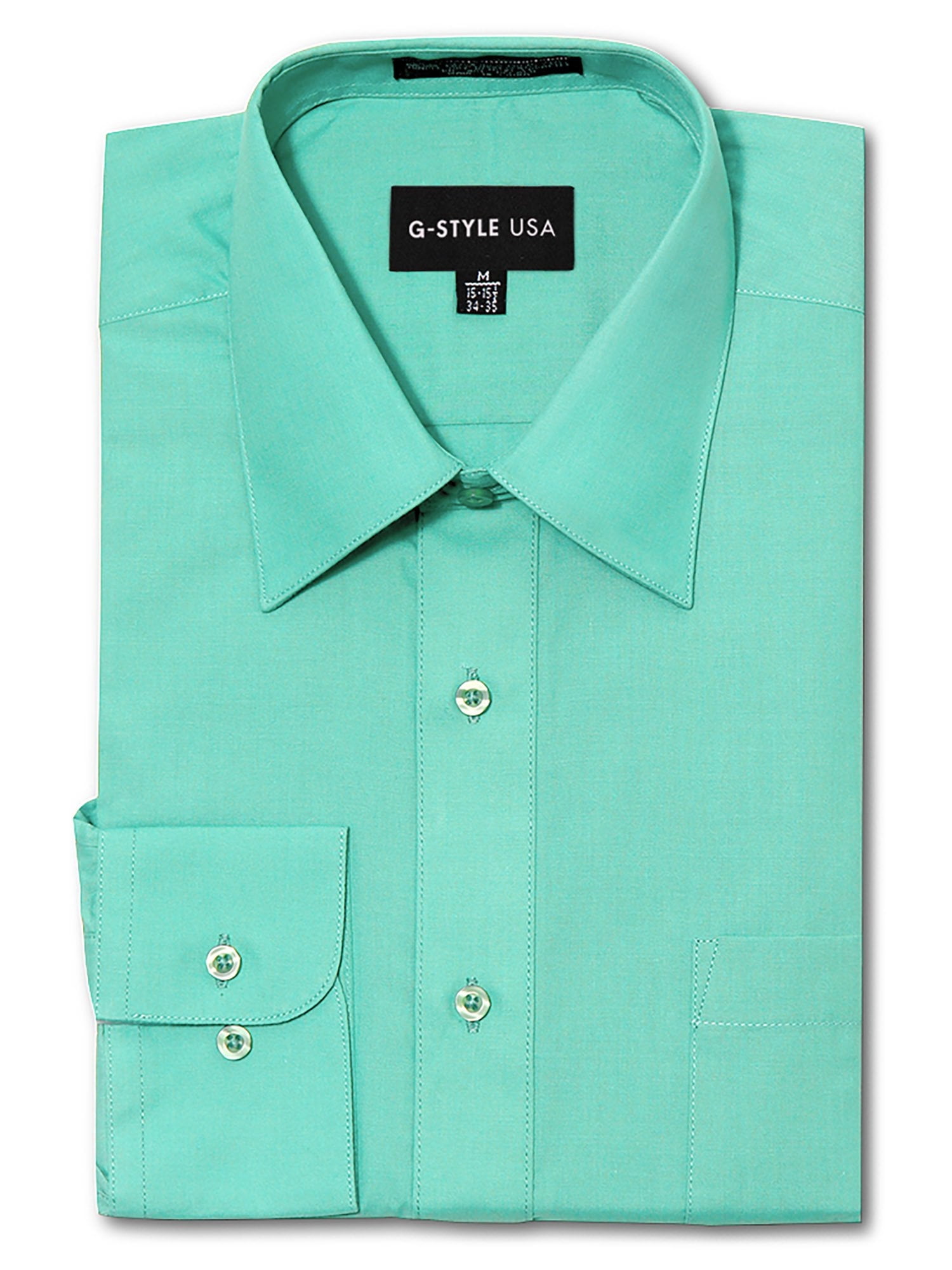 G-Style USA Men's Regular Fit Long Sleeve Solid Color Dress Shirts - Yellow  - Medium - 15-15.5 - 32-33 - Walmart.com