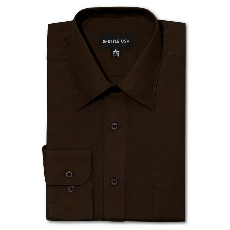 G-Style USA Men's Regular Fit Long Sleeve Solid Color Dress