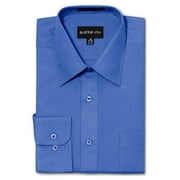 G-Style USA Mens Regular Fit Long Sleeve Solid Color Dress Shirts - French Blue - 5X-Large - 36-37