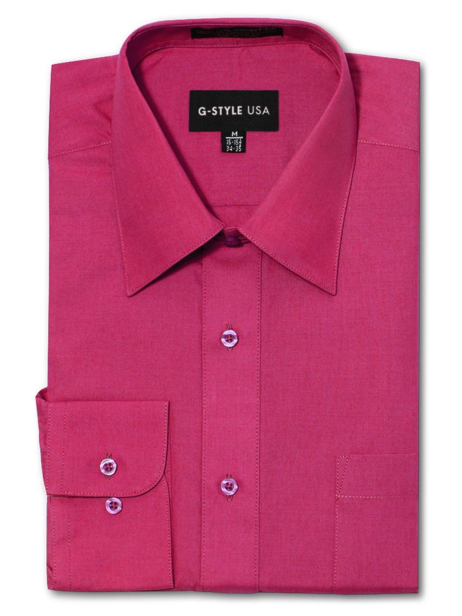 G-Style USA Men's Regular Fit Long Sleeve Solid Color Dress Shirts -  Fuschia - 3X - 19-19.5 - 36-37 - Walmart.com