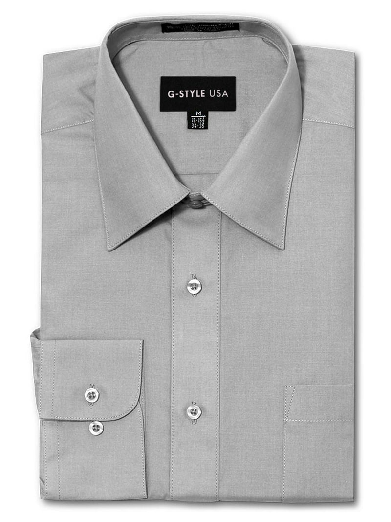 mens gray dress shirt goTIELESS Ultimate Dress Shirt (Light Grey) Standard / L