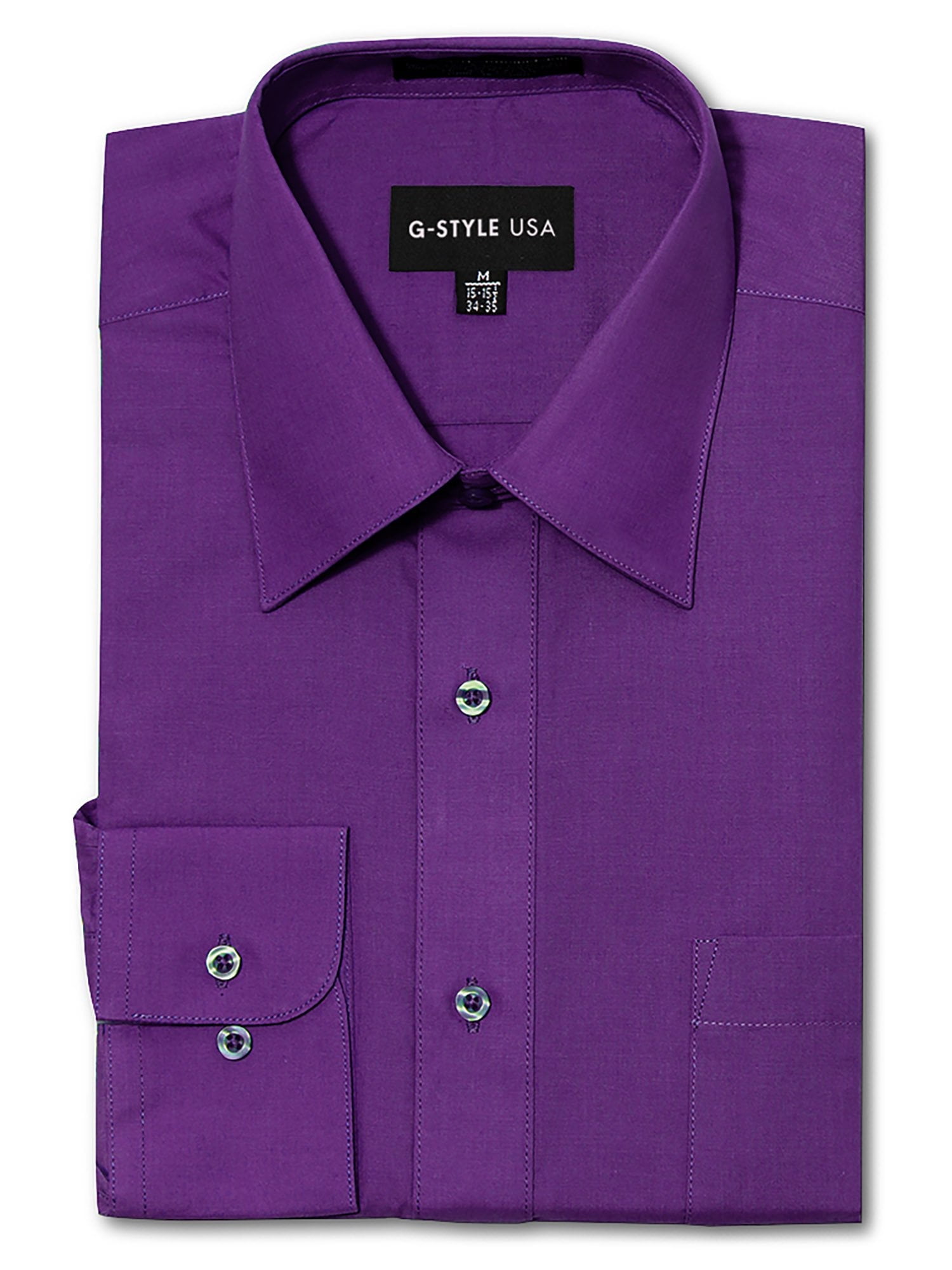 16.5 36 dress shirts G-style USA Men's Regular Fit Long Sleeve Solid Color Dress Shirts - Royal Blue - Large - 16-16.5