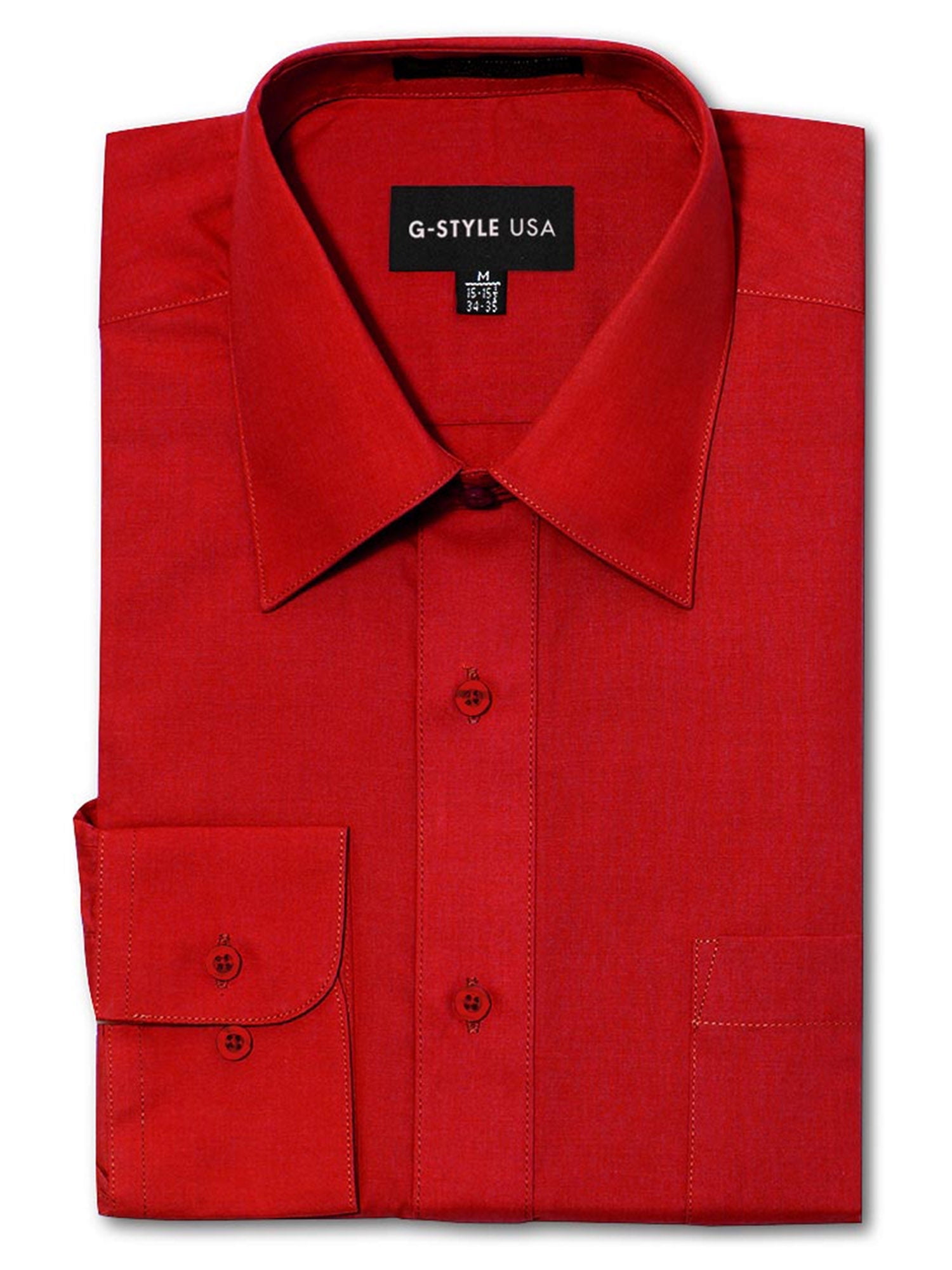 G-Style USA Men's Long Sleeve Button Down Premium Quality Dress Shirts in Solid Red, Small Size G-Style USA Men's Long Sleeve Button Down Premium Quality Dress Shirts in Solid Red, Small Size