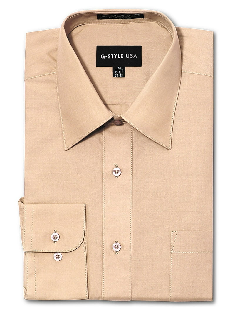 mens dress shirts 15.5 x 36 G-style USA Men's Regular Fit Long Sleeve Solid Color Dress Shirts, Size: 5XL (21-21.5) Sleeve: 36/37, Pink