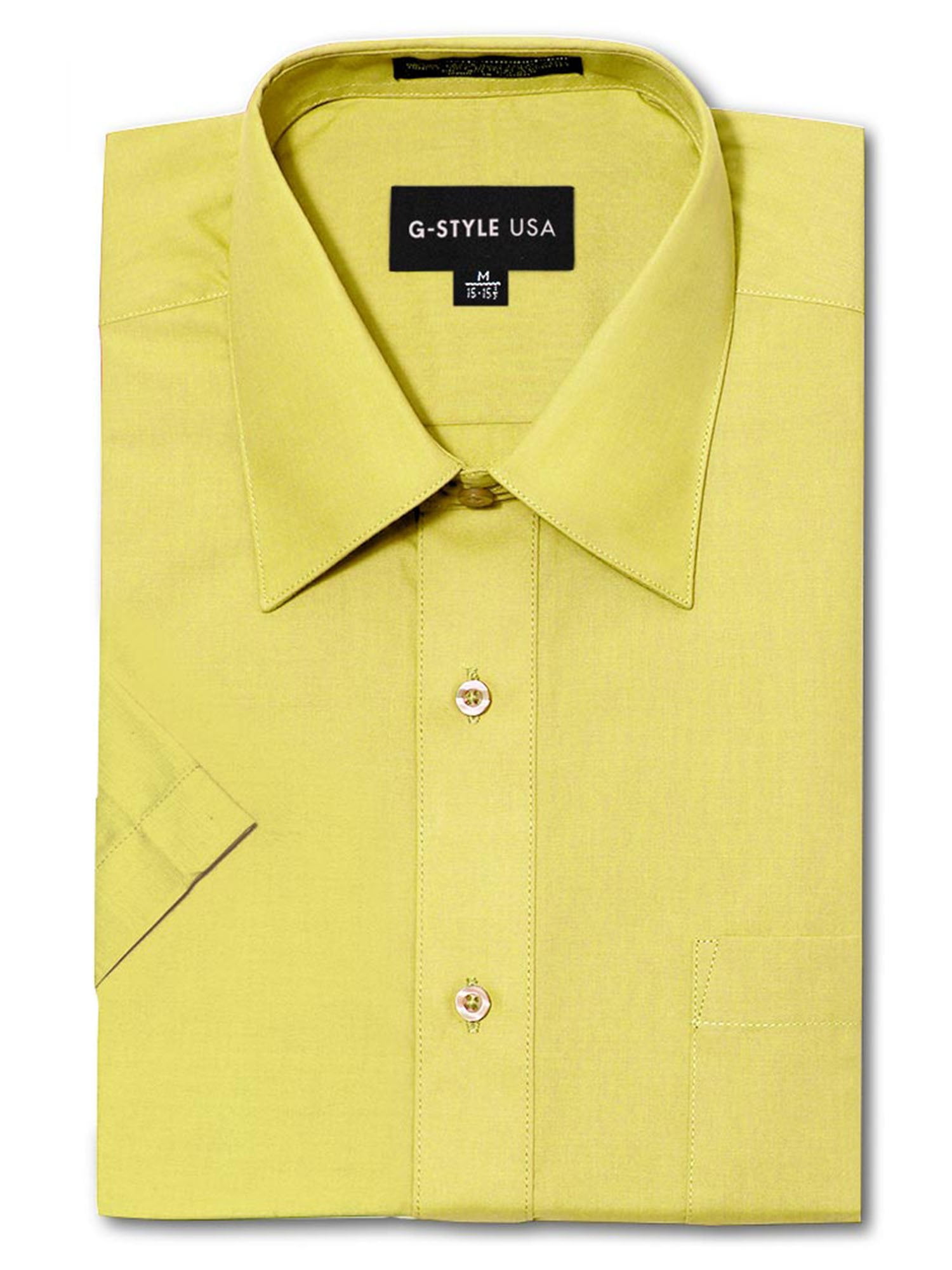 Mens yellow button top down dress shirt