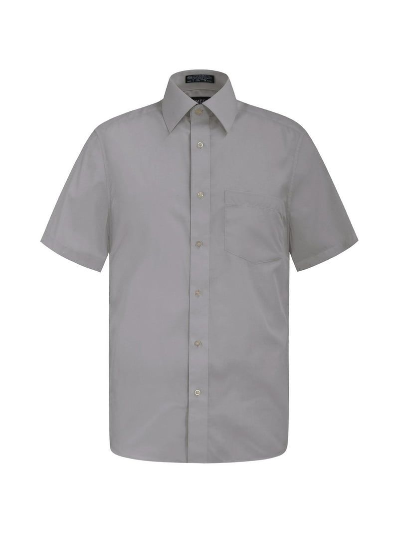 G-Style USA Men's Regular Fit Short Sleeve Solid Color Dress Shirts - GREY  - 3XL/19-19.5 - Walmart.com