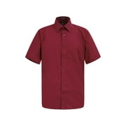 G-Style USA Mens Regular Fit Short Sleeve Solid Color Dress Shirts - BURGUNDY - XL/17-17.5