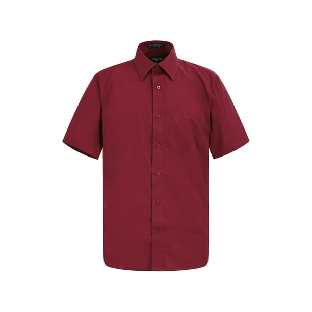 mens dress shirts burgundy Biagio 100% Cotton Men's Short Sleeve Solid Burgundy Color Dress Shirt Size S at Amazon Men's Clothing store