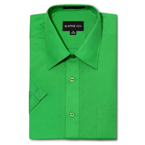 G-Style USA Men's Regular Fit Short Sleeve Solid Color Dress Shirts - GREEN - 5XL/21-21.5