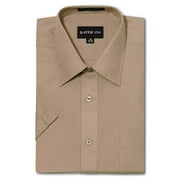 G-Style USA Men's Regular Fit Short Sleeve Solid Color Dress Shirts - BEIGE - 5XL/21-21.5