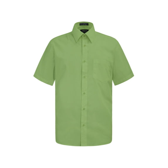 G-Style USA Men's Regular Fit Short Sleeve Solid Color Dress Shirts - APPLE GREEN - 4XL/20-20.5