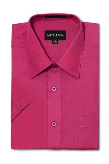 19 inch neck dress shirts slim fit Wilkes & Riley Solid Spread Collar Dress Shirt Classic Fit Pink B1045 / 17.5 / 32/33