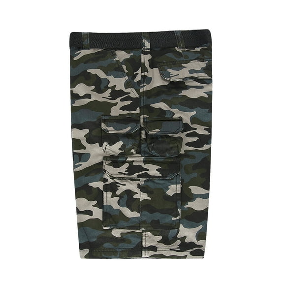 G-Style USA Men's Relaxed Fit Belted Camo Cargo Shorts - Black - 42