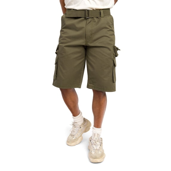 G-Style USA Men's Relaxed Fit Belted Cargo Shorts - Solid Forest - 34