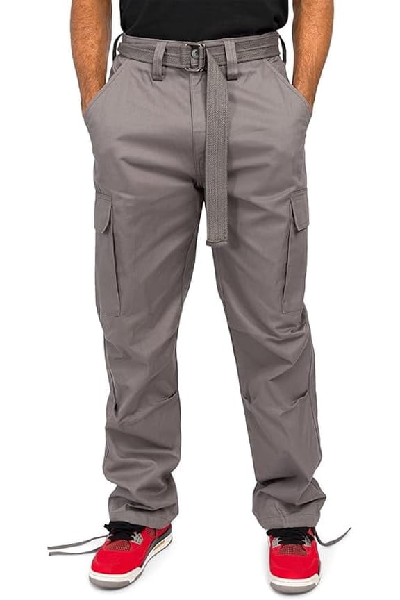 Men's Relaxed Straight Fit Work Cargo Pants 6CP01 - Gray - 44/34