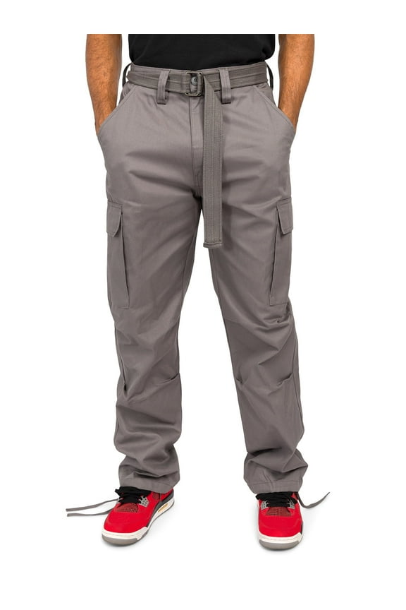 Men's Relaxed Straight Fit Work Cargo Pants 6CP01 - Grey - 44/32