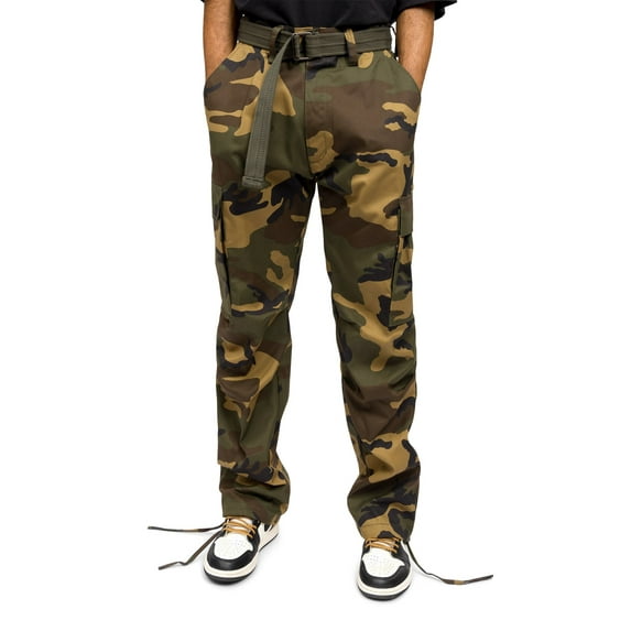G-Style USA Men's Relaxed Straight Fit Work Cargo Pants 6CP01 - New Woodland Camo - 34/32