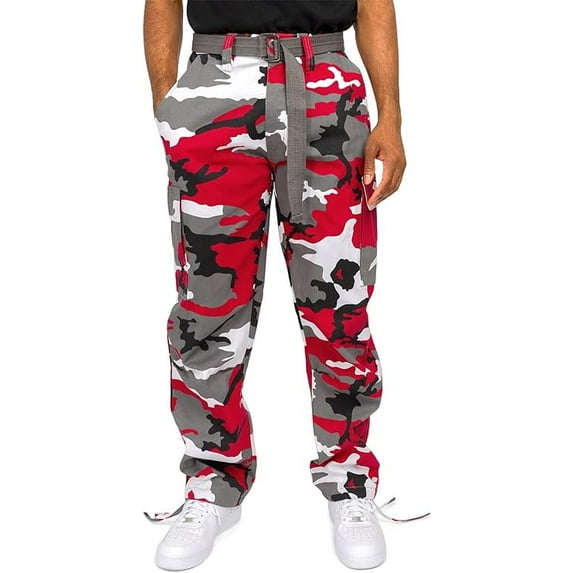 G-Style USA Men's Relaxed Straight Fit Work Cargo Pants 6CP01 - Red Camo - 34/34