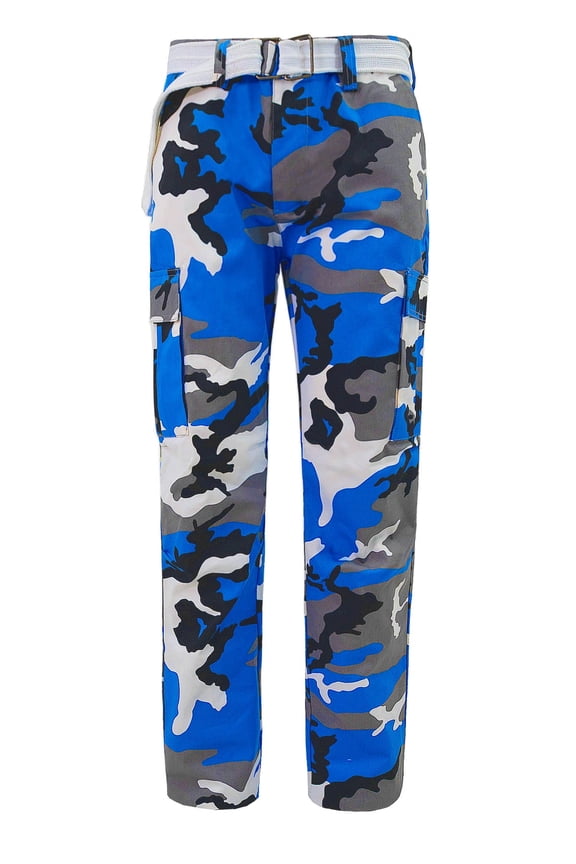 Men's Relaxed Straight Fit Work Cargo Pants 6CP01 - Teal Camo - 42/32