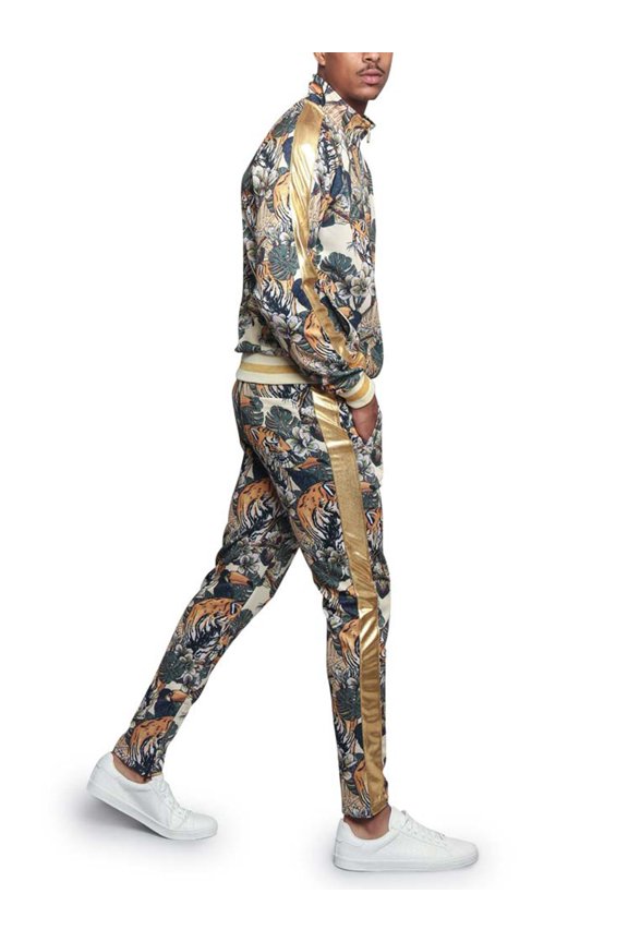 Men's Royal Floral Tiger Track Suit Set, Up to 5X