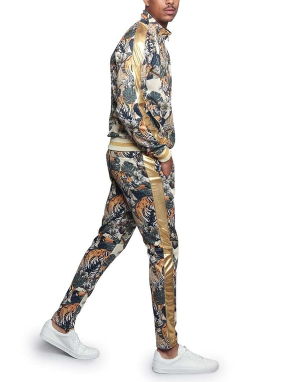 Men's Royal Floral Tiger Track Suit Set, Up to 5X