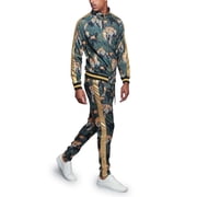 G-Style USA Mens Royal Floral Tiger Track Suit Set, Up to 5X