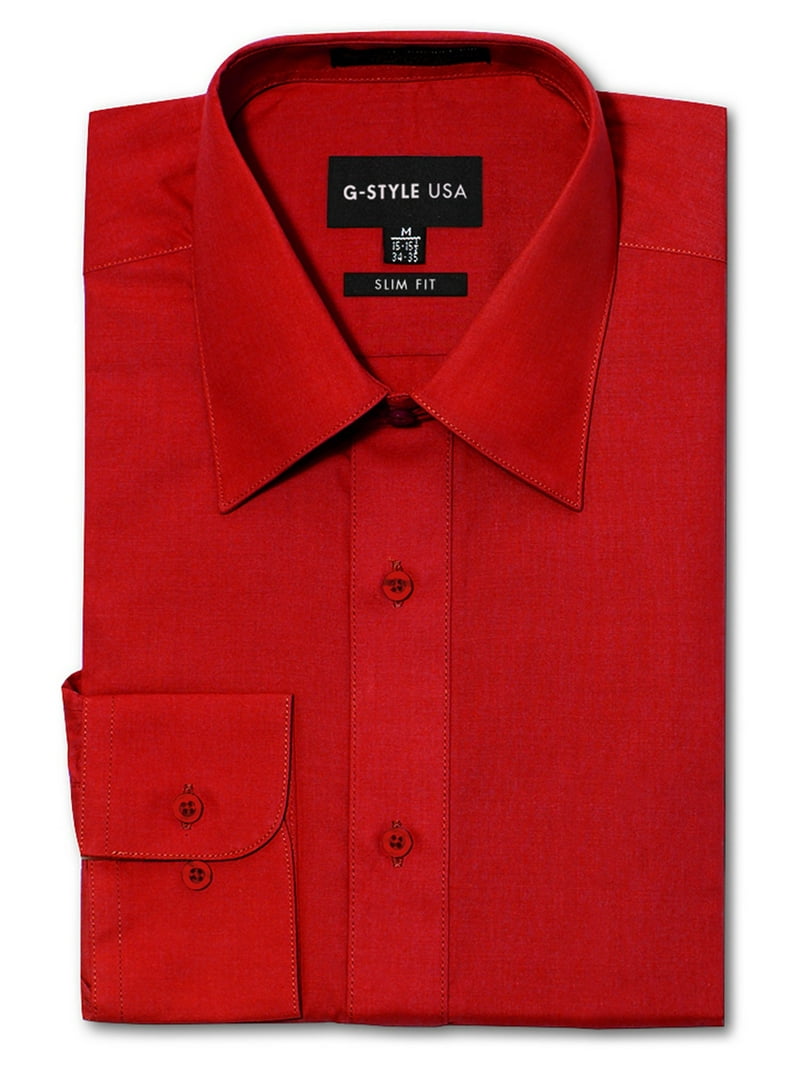 gol. NAOKI FRIENDS シャツ Mサイズ G-Style USA Men's Slim Fit Long Sleeve Dress Shirt - Red