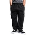 thumbnail image 1 of G-Style USA Men's Solid Fleece Cargo Pants - BLACK - Small, 1 of 5