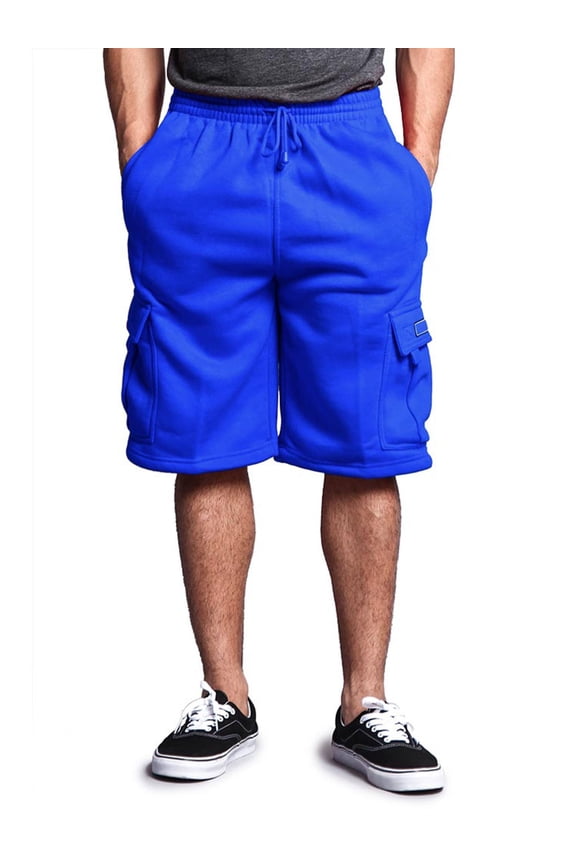 Men's Solid Fleece Cargo Shorts DFP1 - ROYAL BLUE - Medium