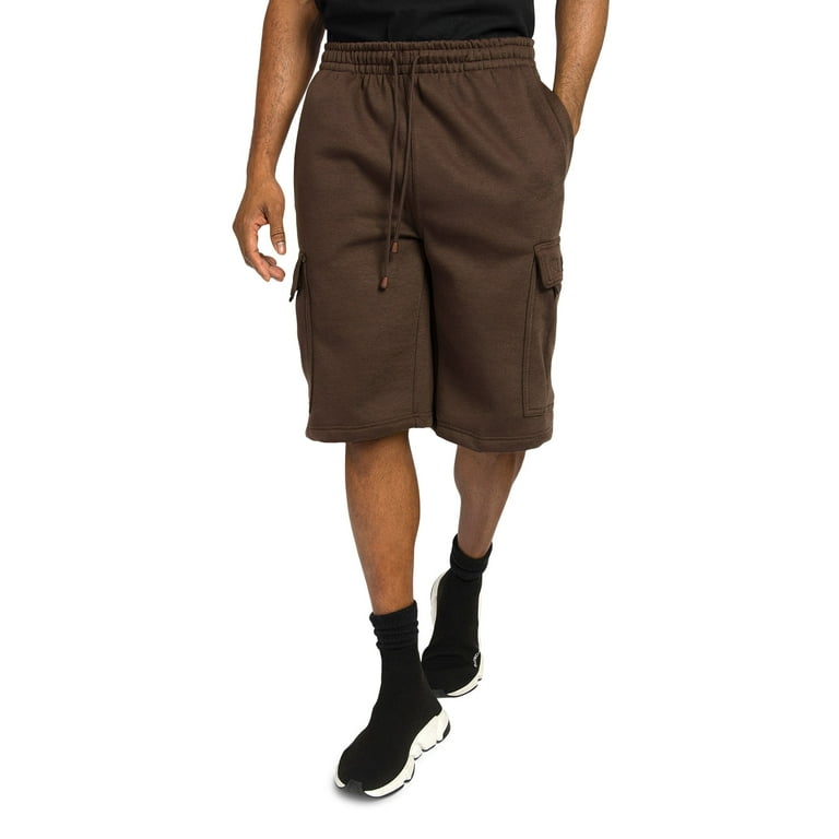 G Style USA Men s Solid Fleece Heavyweight Cargo Shorts FS76 Brown 2X Large