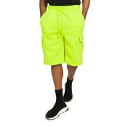 G-Style USA Mens Solid Fleece Heavyweight Cargo Shorts FS76 - Neon Green - Medium