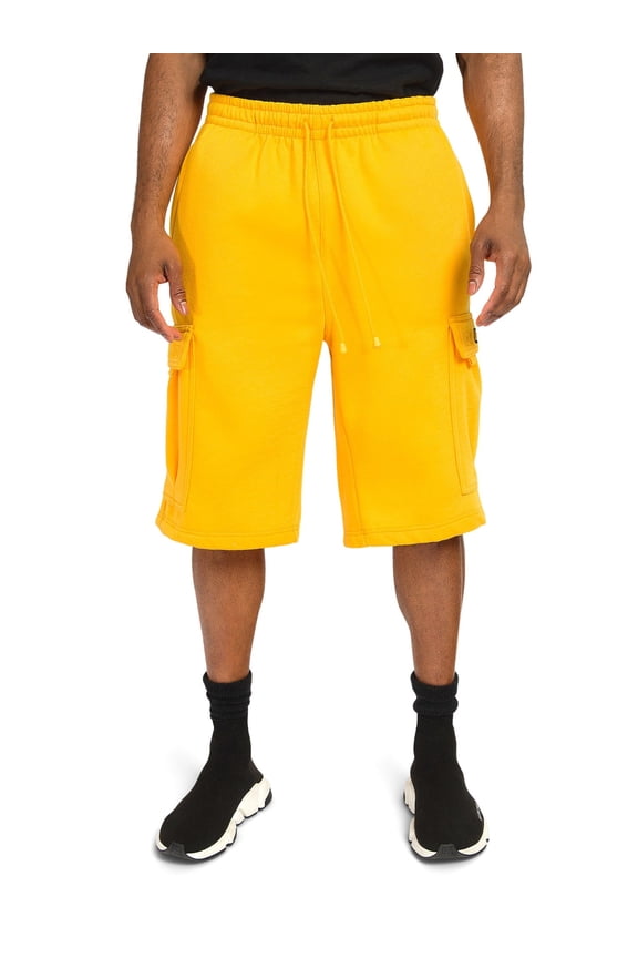 Men's Solid Fleece Heavyweight Cargo Shorts FS76 - Neon Yellow - 2X-Large