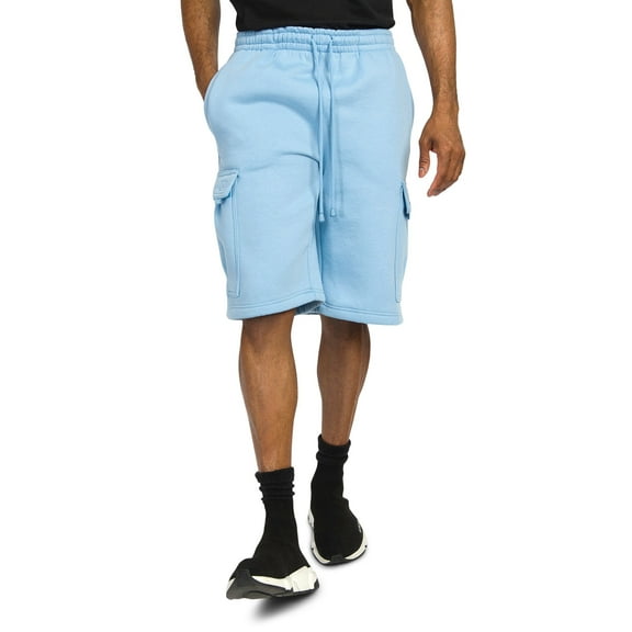 G-Style USA Men's Solid Fleece Heavyweight Cargo Shorts FS76 - Sky Blue - X-Large