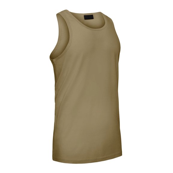G-Style USA Men's Straight Hem Long Length Tank Top TT60 - Khaki - 4X-Large