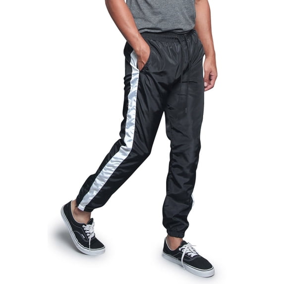 G-Style USA Men's Striped Athletic Jogging Windbreaker Track Pants TR573 - Black - 4X-Large