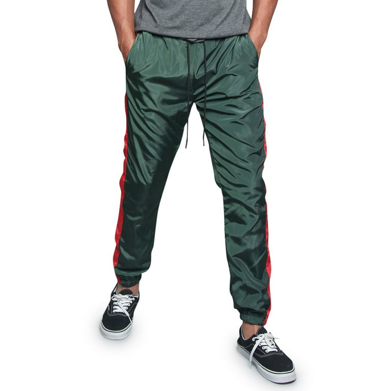 G-Style USA Men's Striped Athletic Jogging Windbreaker Track Pants TR573 -  Green - 3X-Large