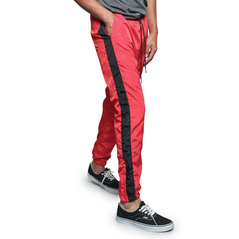 G-Style USA Men's Striped Athletic Jogging Windbreaker Track Pants TR573 -  Red - 3X-Large