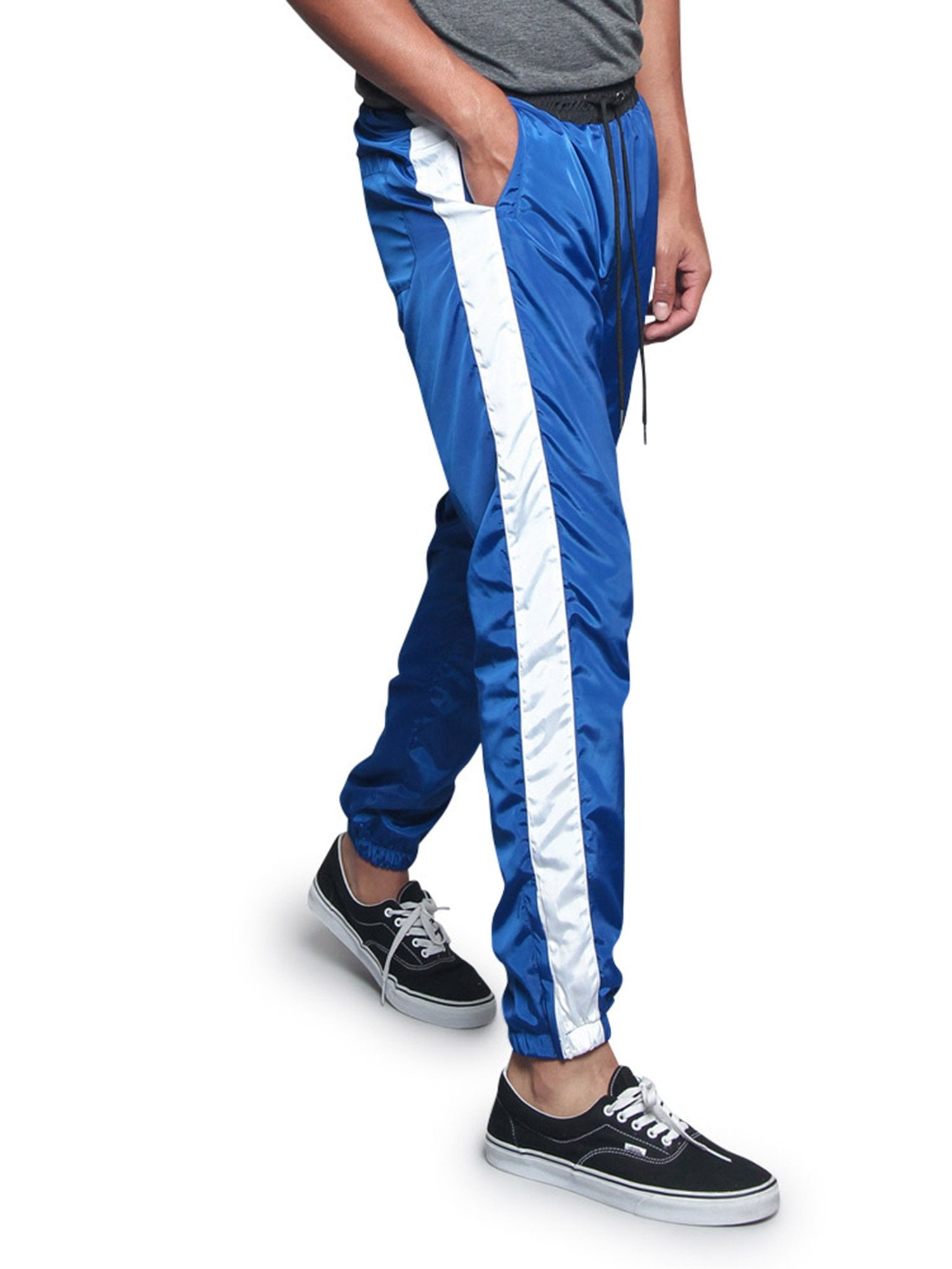 G-Style USA Men's Striped Athletic Jogging Windbreaker Track Pants TR573 -  Royal Blue - 2X-Large
